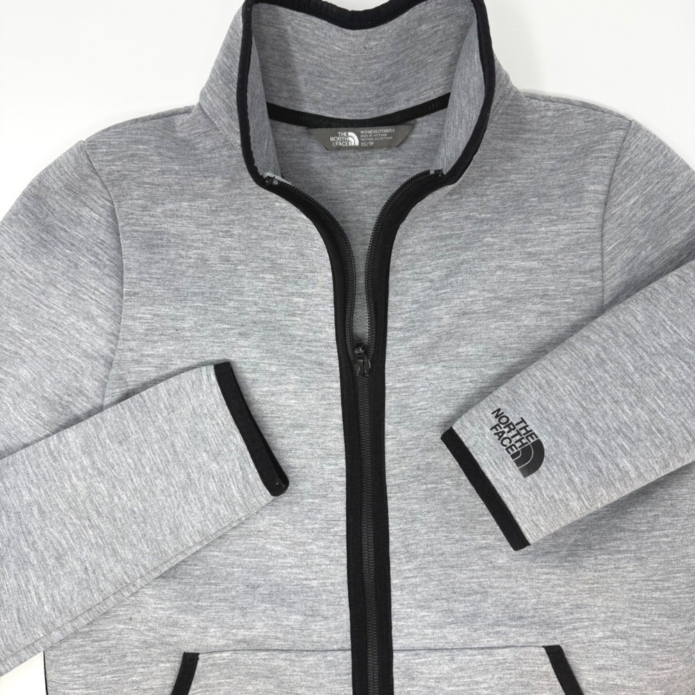 The North Face Womens Grey Full Zip Performance Jacket Mock Neck XS Heathered